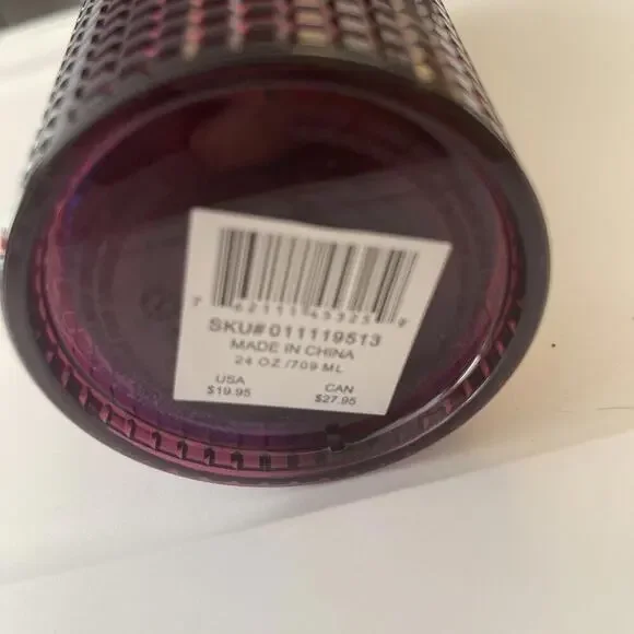 Starbucks Tumbler Bling Berry Plum Grid Maroon Disco Holiday 24oz Cold Cup 2020 - Picture 4 of 4